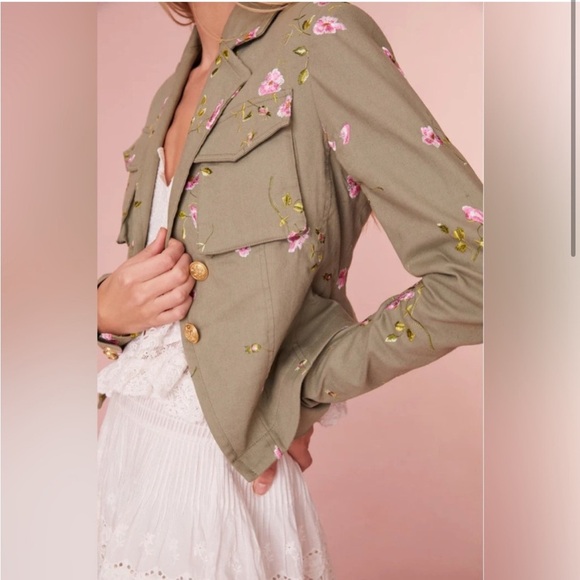 Loveshackfancy Dolisa Embroidered Military Jacket size 4 NWT - Picture 3 of 8